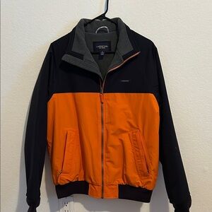Lands' End Men's Black and Orange Windbreaker